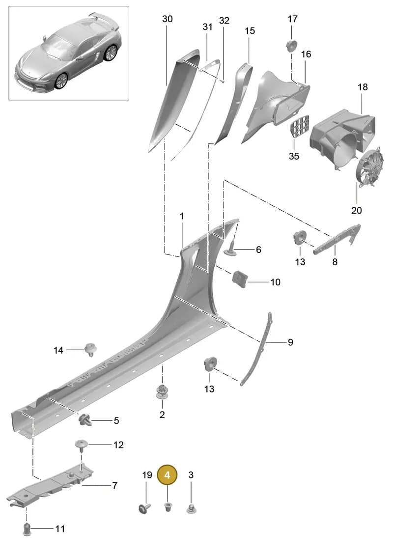 99970240340 — Porsche Cayman GT4 (2015-2016) diagram p45801090, position 4