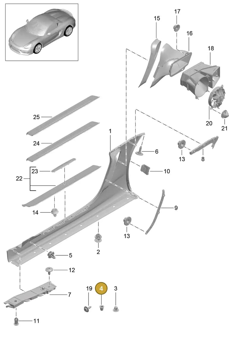 99970240340 — Porsche Boxster Spyder (2015-2016) diagram p46801090, position 4