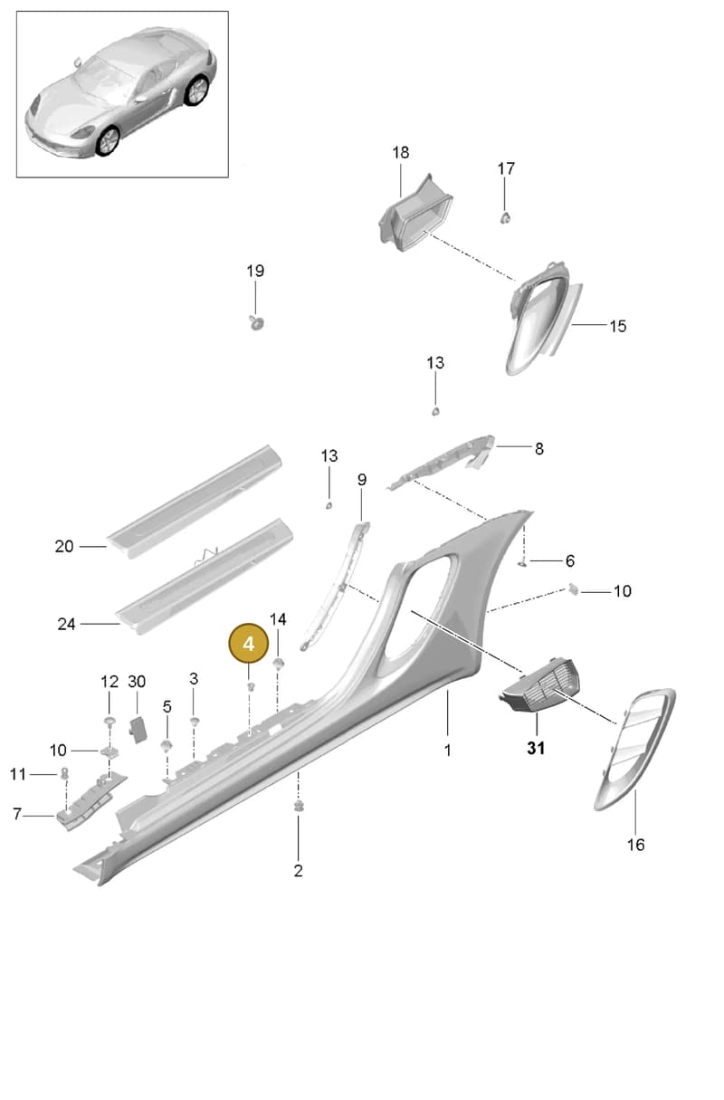 99970240340 — Porsche Cayman (2016-2019) diagram p50801090, position 4