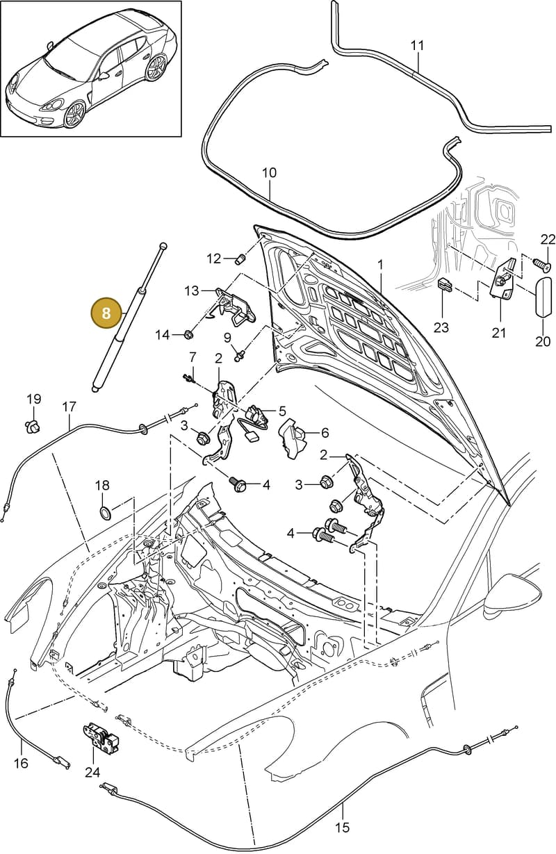 99970302040 — Porsche Panamera (2009-2016) diagram p35803000, position 8