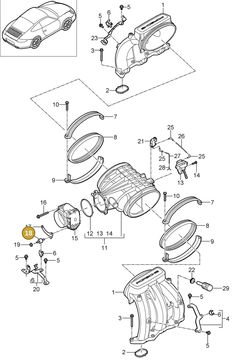 99970323901 — Porsche 911 Carrera (2008-2012) diagram p32107010, position 18