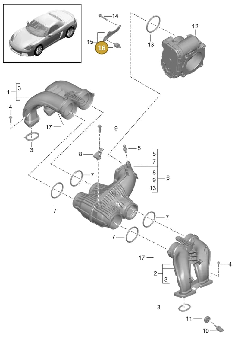 99970323901 — Porsche Boxster (2016-2019) diagram p48107010, position 16
