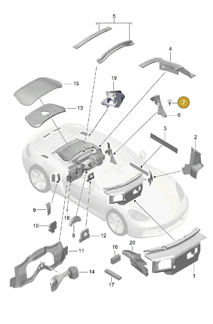 99970325940 — Porsche Cayman (2016-2019) diagram p50807080, position 7