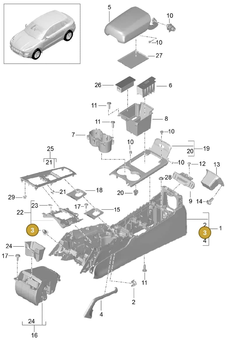 99970355140 — Porsche Macan (2013-2018) diagram p44809020, position 3