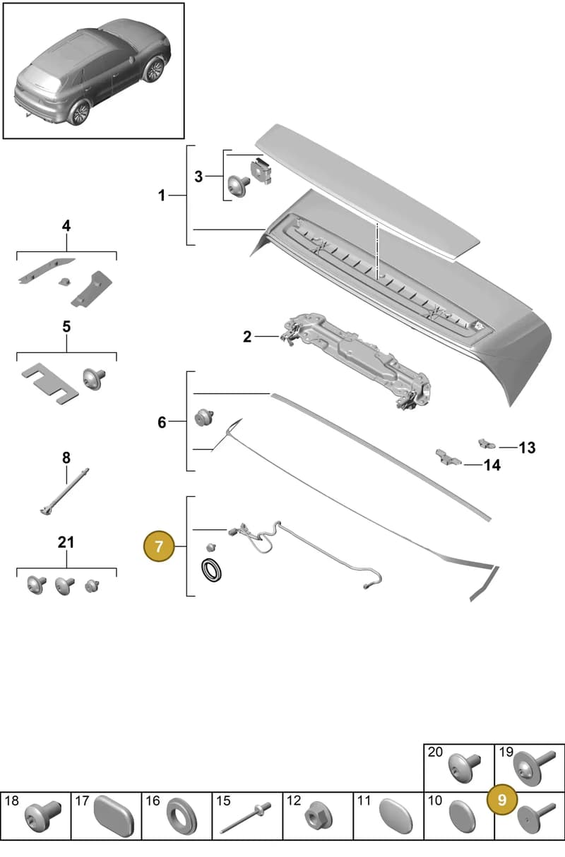 99970388540 — Porsche Cayenne (2017-2023) diagram p51803040, position 7+9
