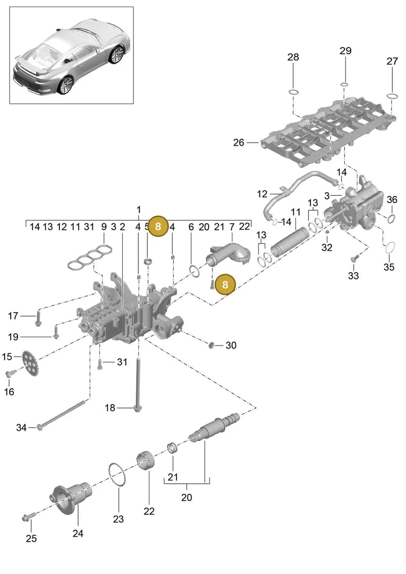 99970749440 — Porsche 911 (2013-2020) diagram p41104000, position 8