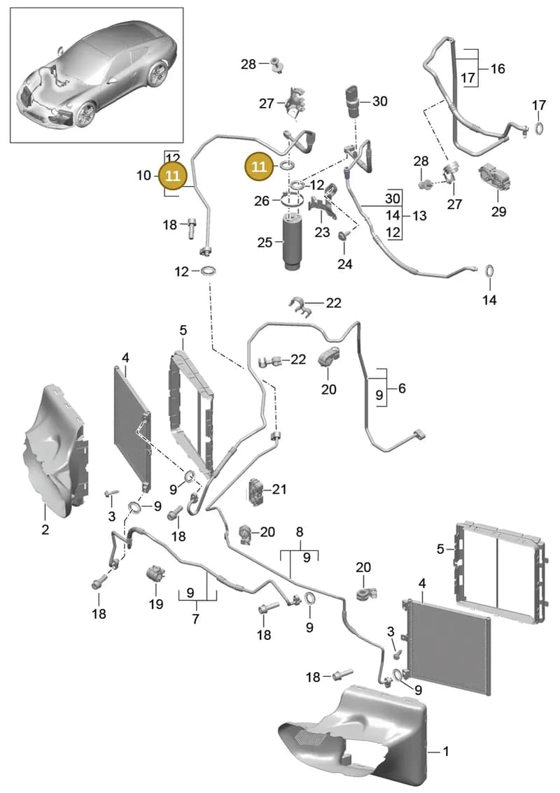 99970755641 — Porsche 991 Carrera 4 (2011-2016) diagram p38813020, position 11