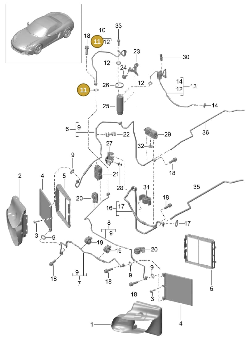 99970755641 — Porsche Boxster (2012-2016) diagram p39813020, position 11