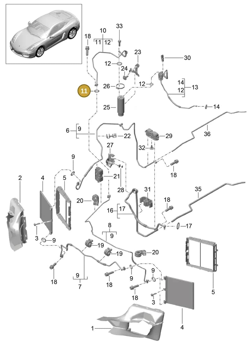 99970755641 — Porsche Cayman (2013-2016) diagram p40813020, position 11