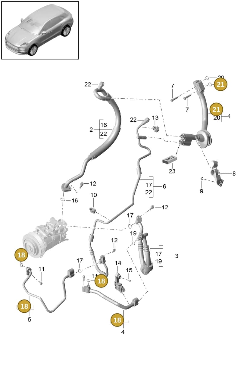 99970755641 — Porsche Macan (2013-2018) diagram p44813060, position 18+21