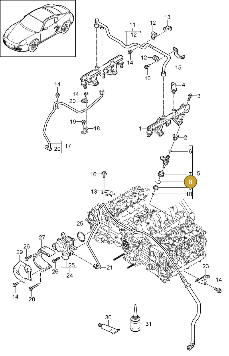 99970757440 — Porsche Cayman (2008-2012) diagram p34107005, position 8