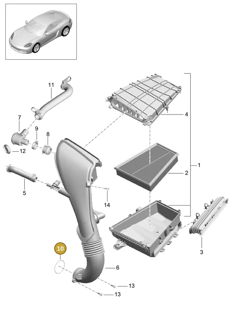 99970760740 — Porsche Cayman (2016-2019) diagram p50106000, position 10