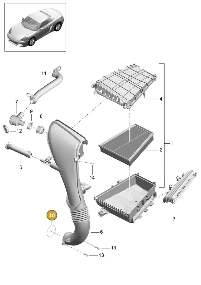 99970760740 — Porsche Boxster (2016-2019) diagram p48106000, position 10