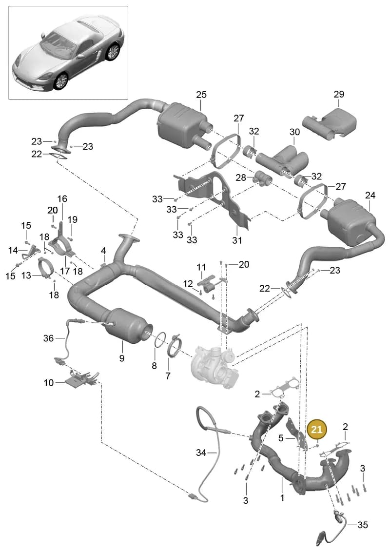 99970761241 — Porsche Boxster (2016-2019) diagram p48202000, position 21