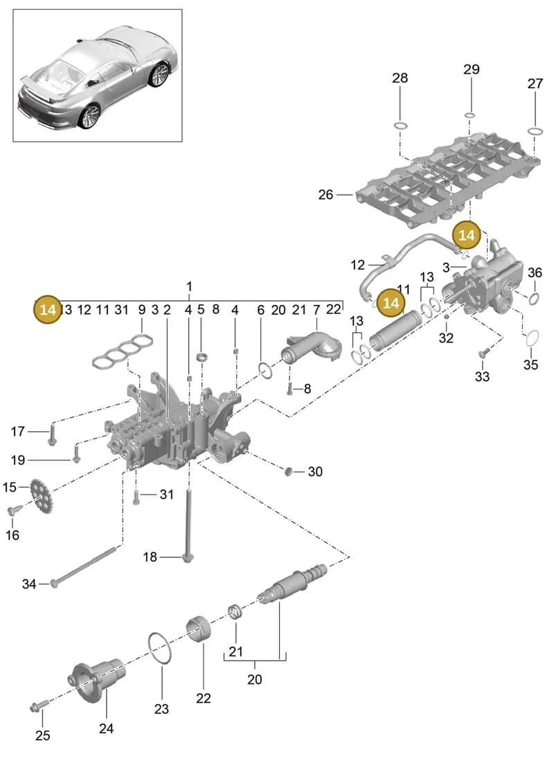 99970763140 — Porsche 911 (2013-2020) diagram p41104000, position 14