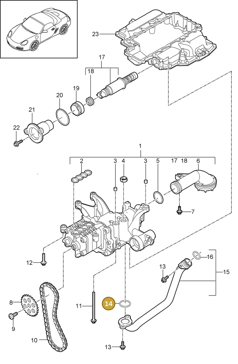 99970763740 — Porsche Boxster S (2008-2012) diagram p33104000, position 14