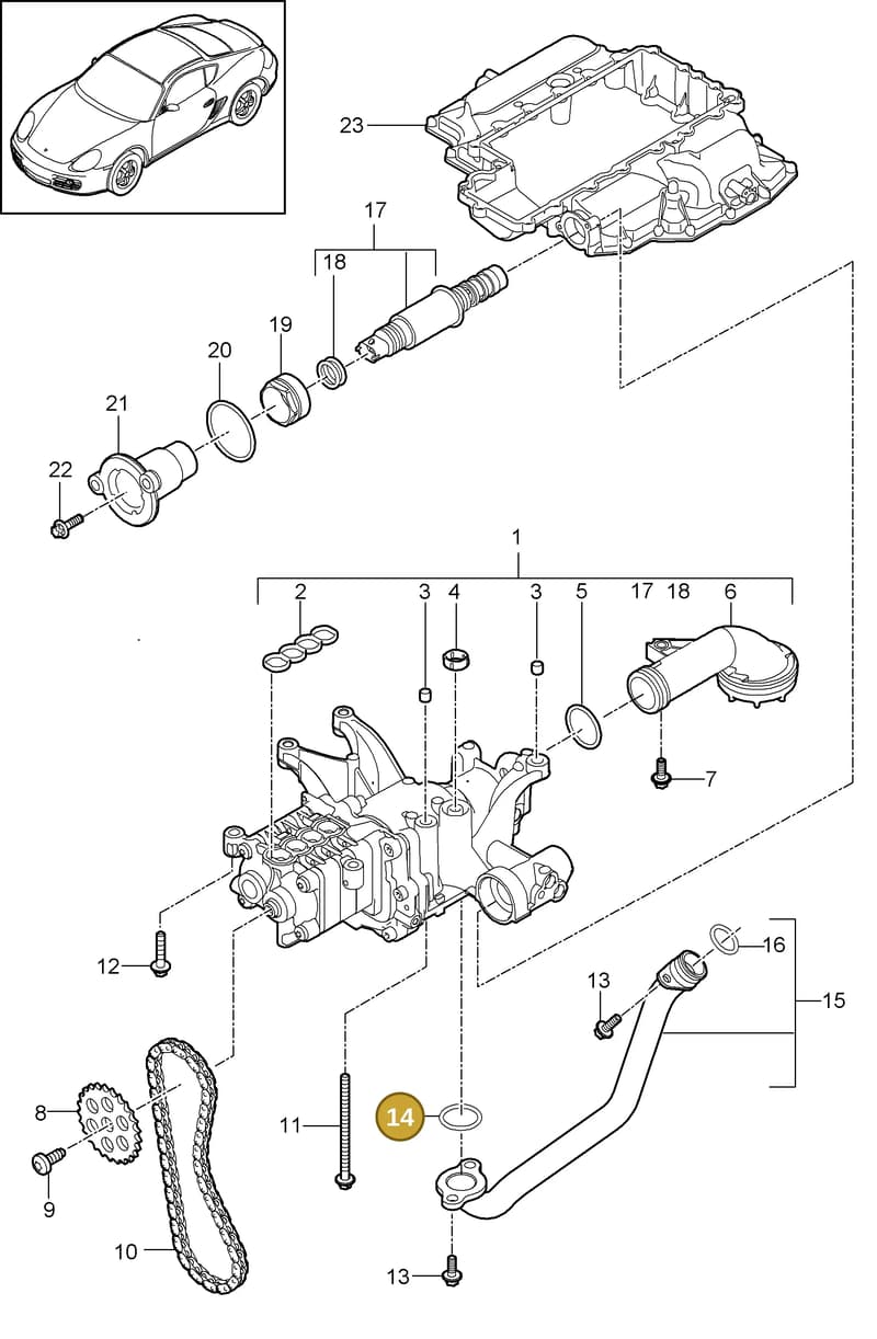 99970763740 — Porsche Cayman (2008-2012) diagram p34104000, position 14