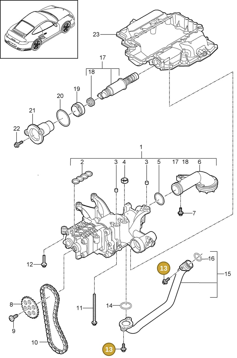 99970763740 — Porsche GT2 RS (2009-2012) diagram p36104000, position 13