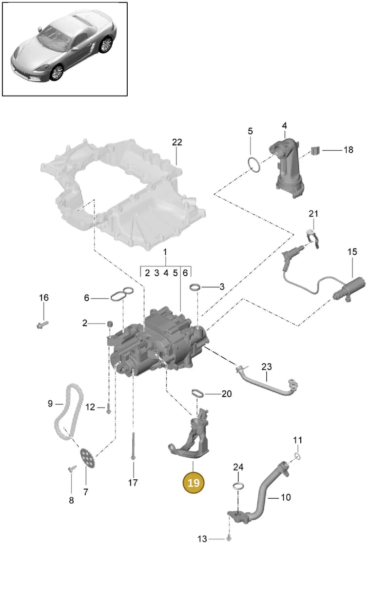 99970763740 — Porsche Boxster (2016-2019) diagram p48104000, position 19