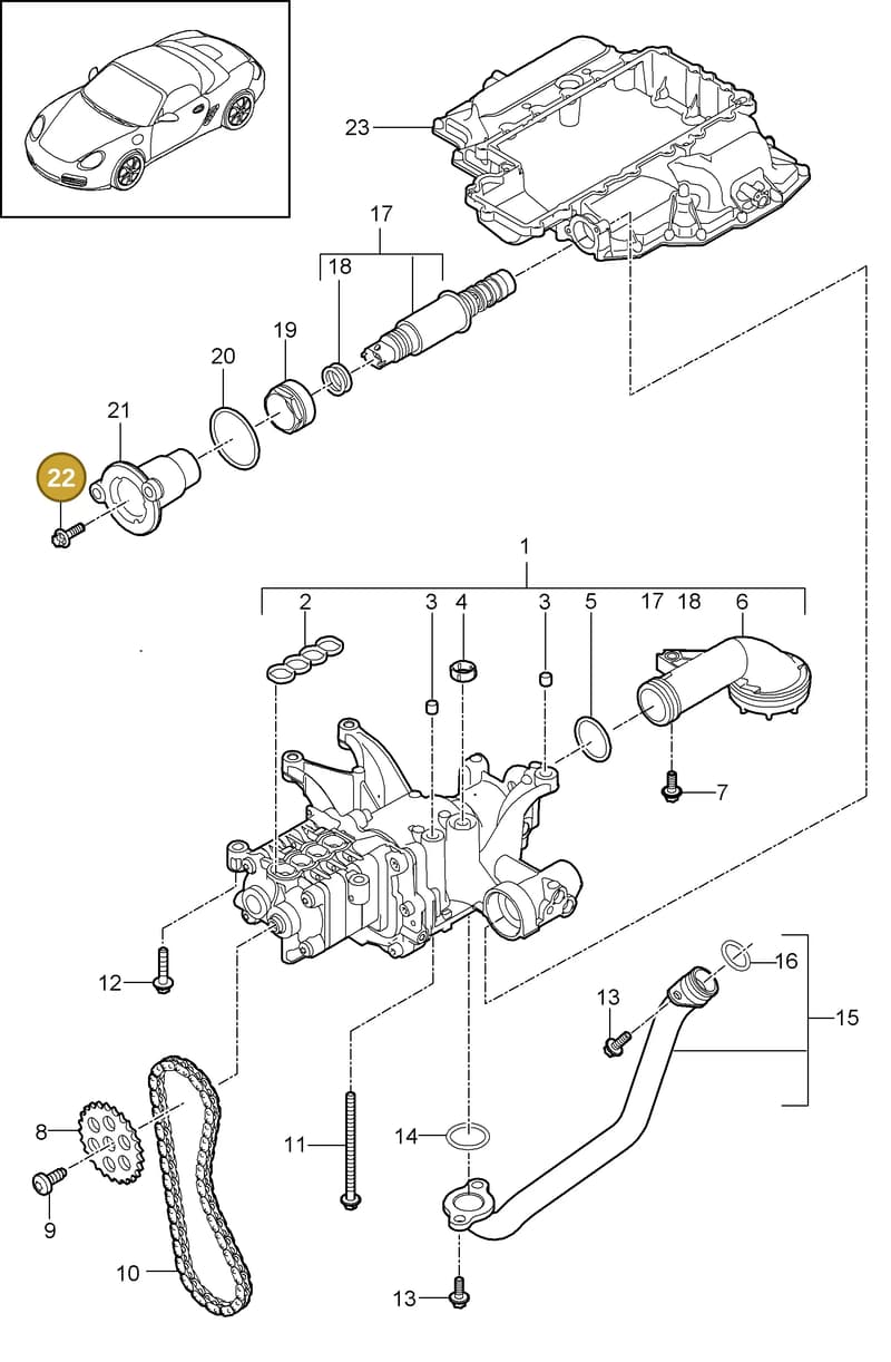 99970763840 — Porsche Boxster S (2008-2012) diagram p33104000, position 22
