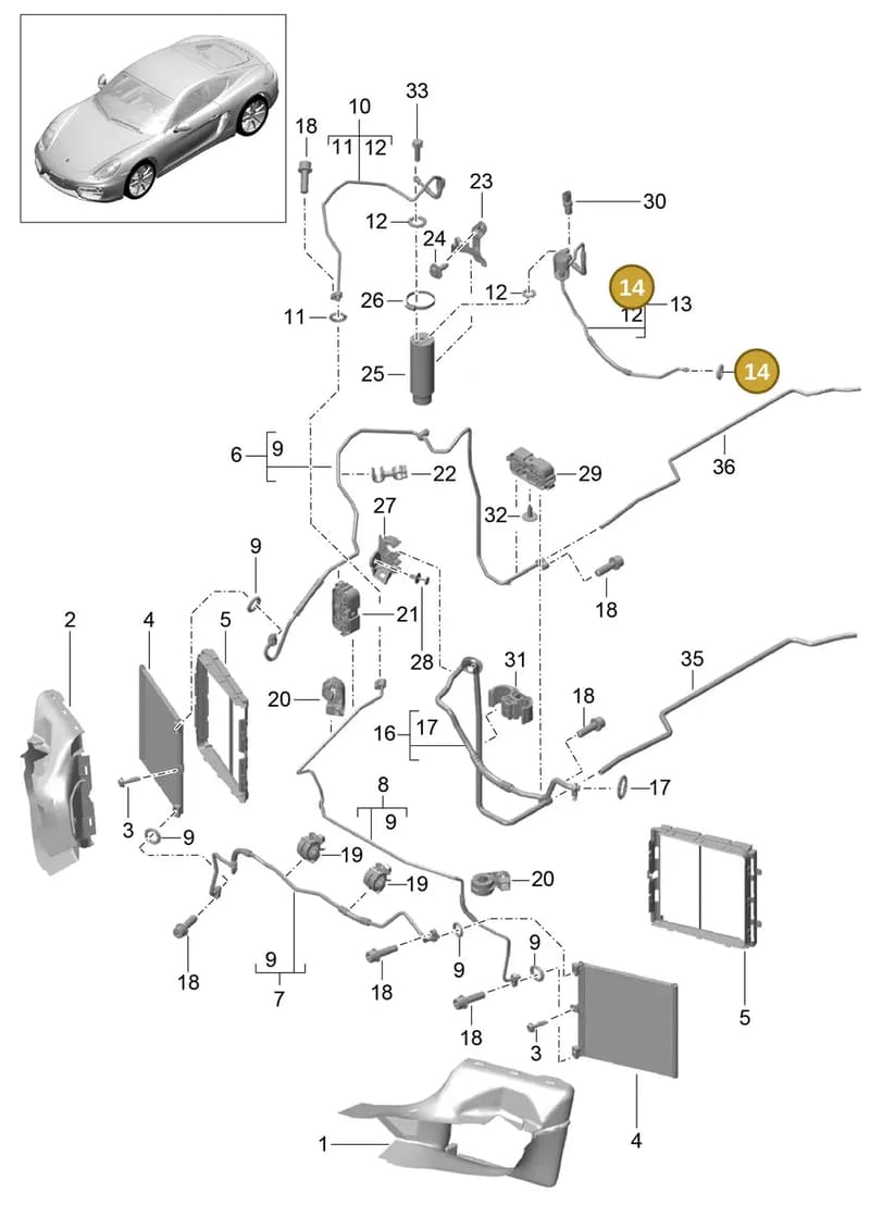99970765240 — Porsche Cayman (2013-2016) diagram p40813020, position 14