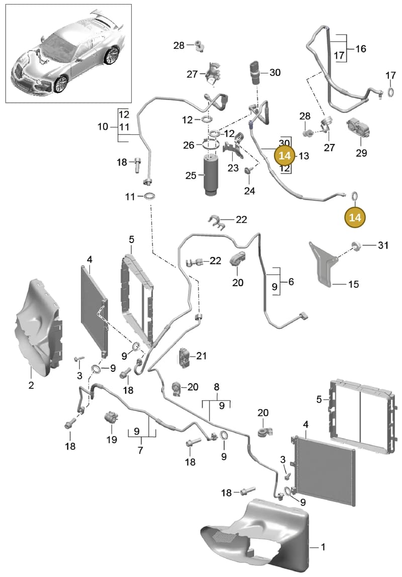 99970765240 — Porsche 911 (2013-2020) diagram p41813020, position 14