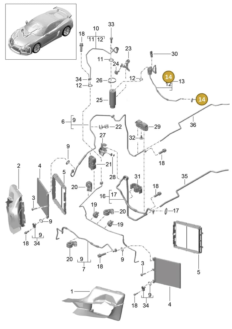 99970765240 — Porsche Cayman GT4 (2015-2016) diagram p45813020, position 14