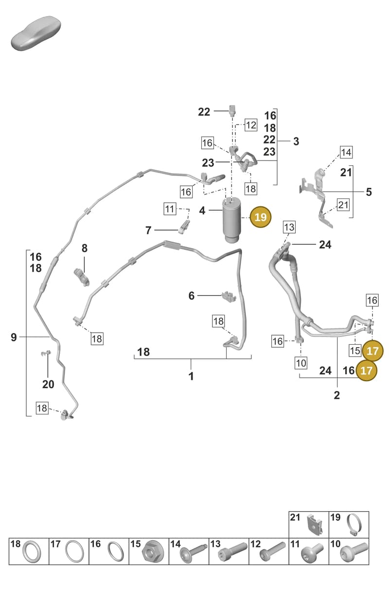 99970765240 — Porsche 911 (2021-2022) diagram p53814700, position 17+19