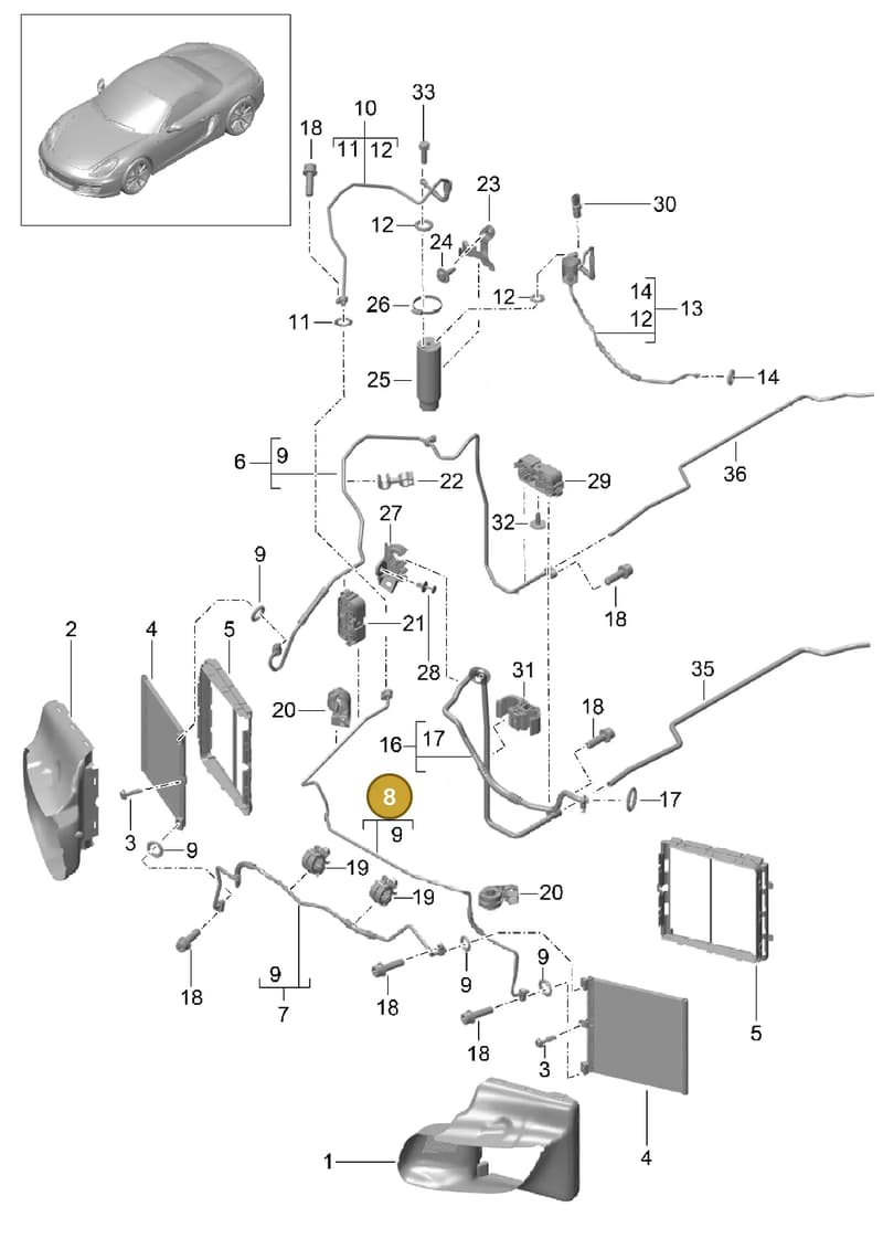 99970765340 — Porsche Boxster (2012-2016) diagram p39813020, position 8