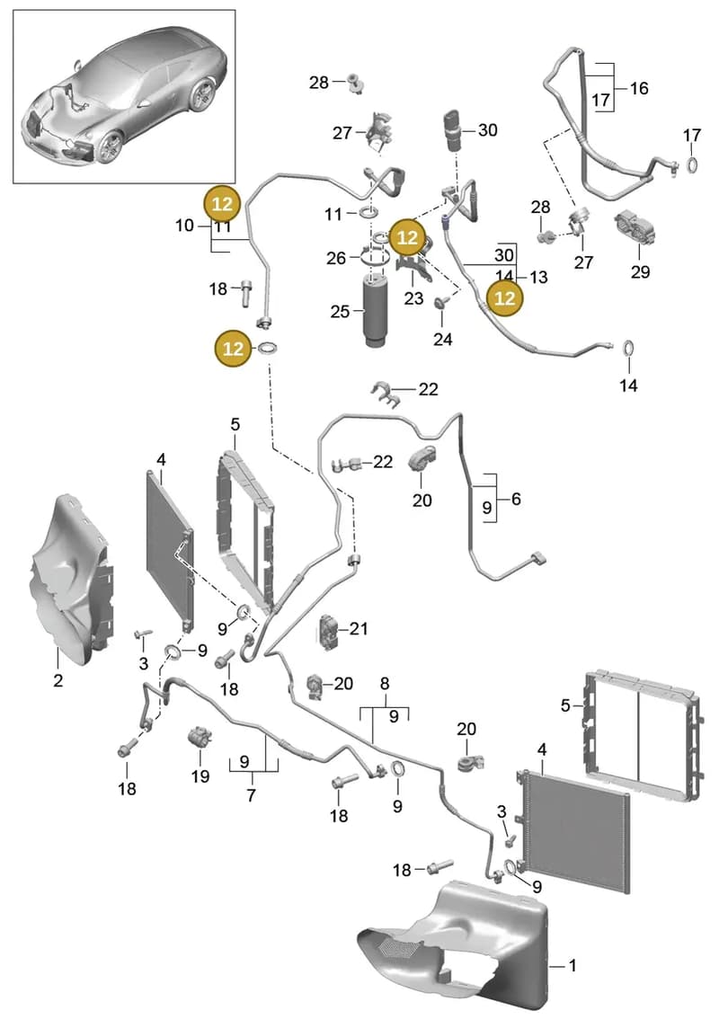 99970766040 — Porsche 991 Carrera 4 (2011-2016) diagram p38813020, position 12