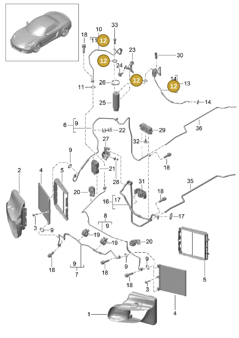 99970766040 — Porsche Boxster (2012-2016) diagram p39813020, position 12