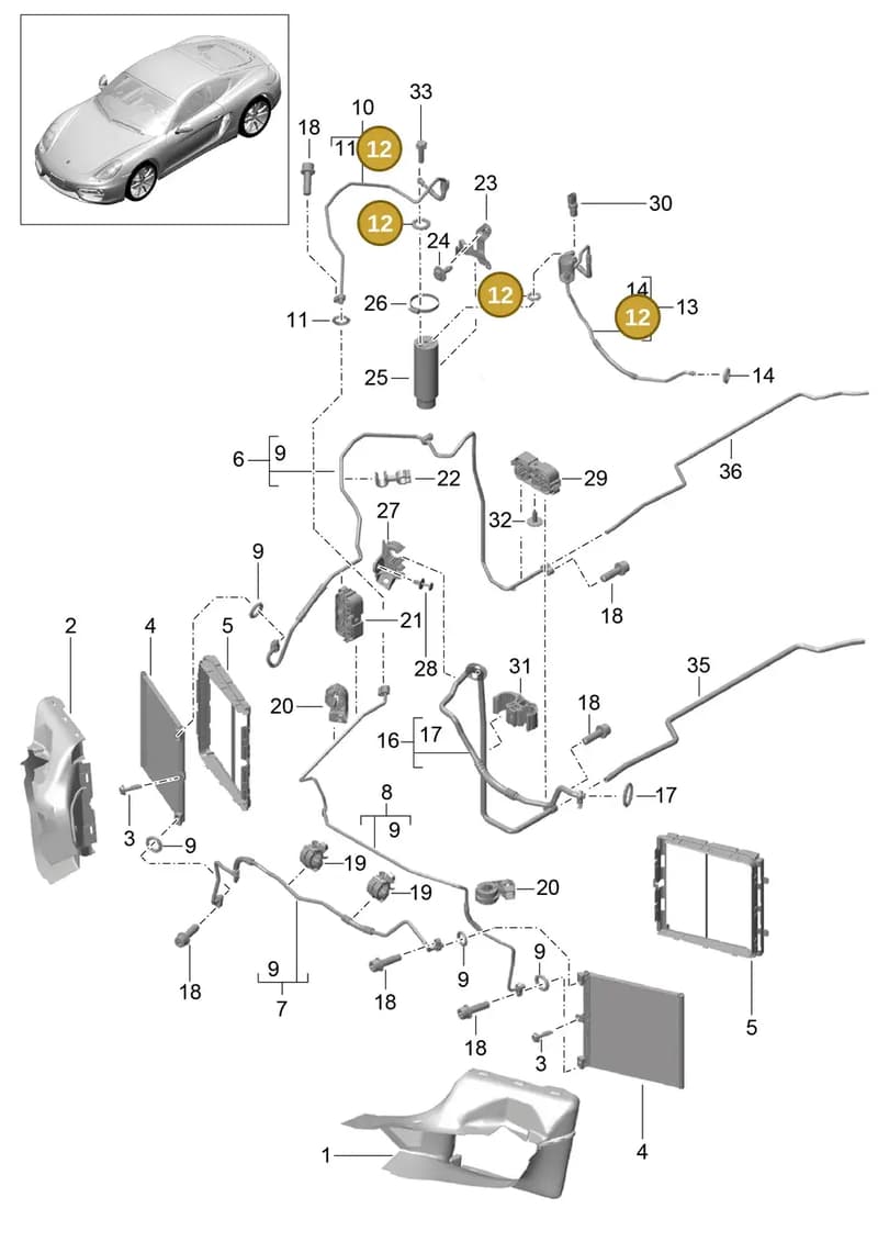 99970766040 — Porsche Cayman (2013-2016) diagram p40813020, position 12