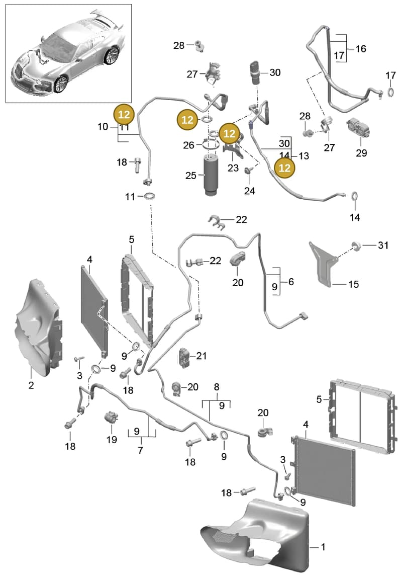 99970766040 — Porsche 911 (2013-2020) diagram p41813020, position 12