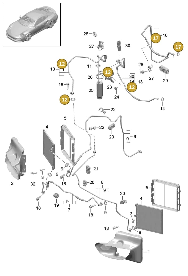 99970766040 — Porsche GT2 RS Clubsport (2013-2020) diagram p42813020, position 12+17