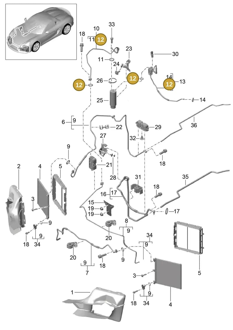99970766040 — Porsche Boxster Spyder (2015-2016) diagram p46813020, position 12