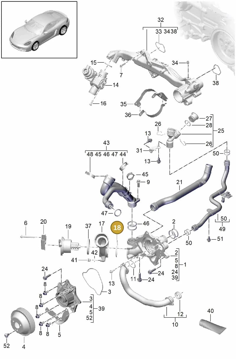 99970768940 — Porsche Cayman (2016-2019) diagram p50105000, position 18
