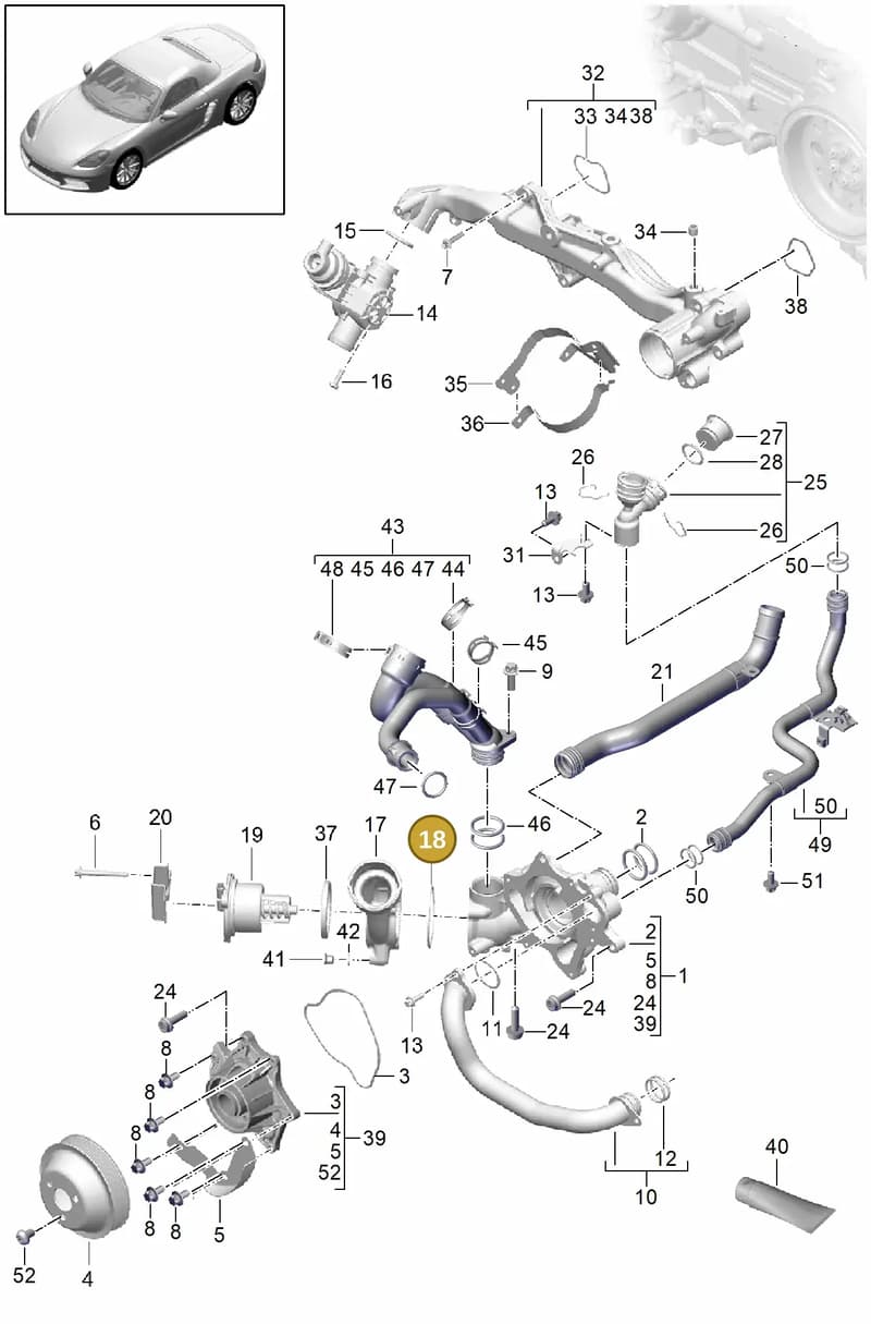 99970768940 — Porsche Boxster (2016-2019) diagram p48105000, position 18