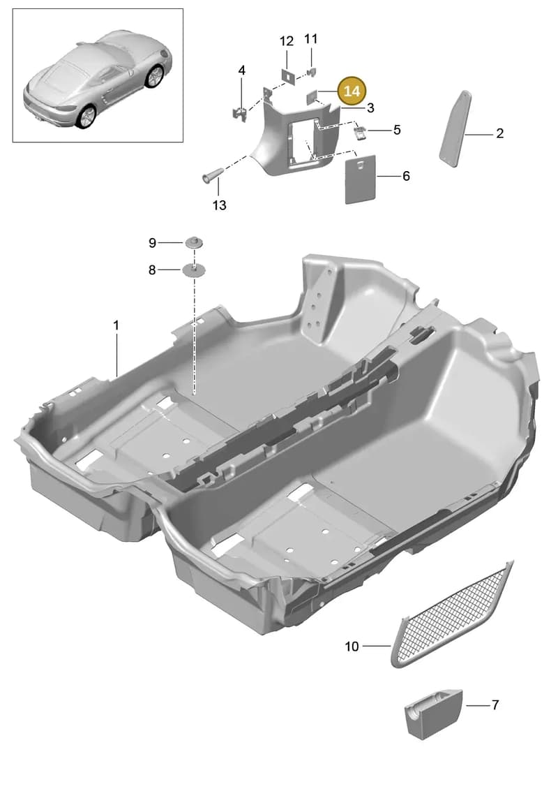99990205940 — Porsche Cayman (2016-2019) diagram p50807010, position 14