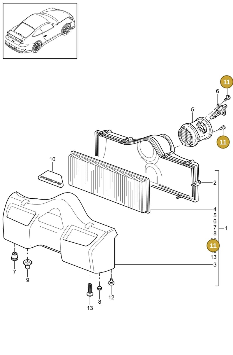 99991909901 — Porsche GT3 RS (2006-2011) diagram p29106020, position 11