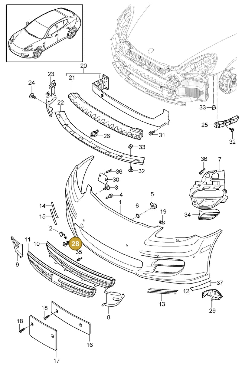 99991912109 — Porsche Panamera (2009-2016) diagram p35802000, position 28+27