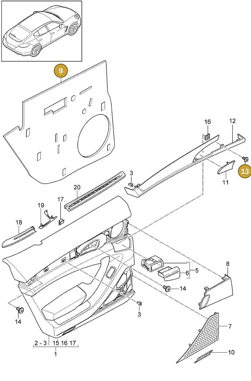 99991912109 — Porsche Panamera (2009-2016) diagram p35807010, position 9+13
