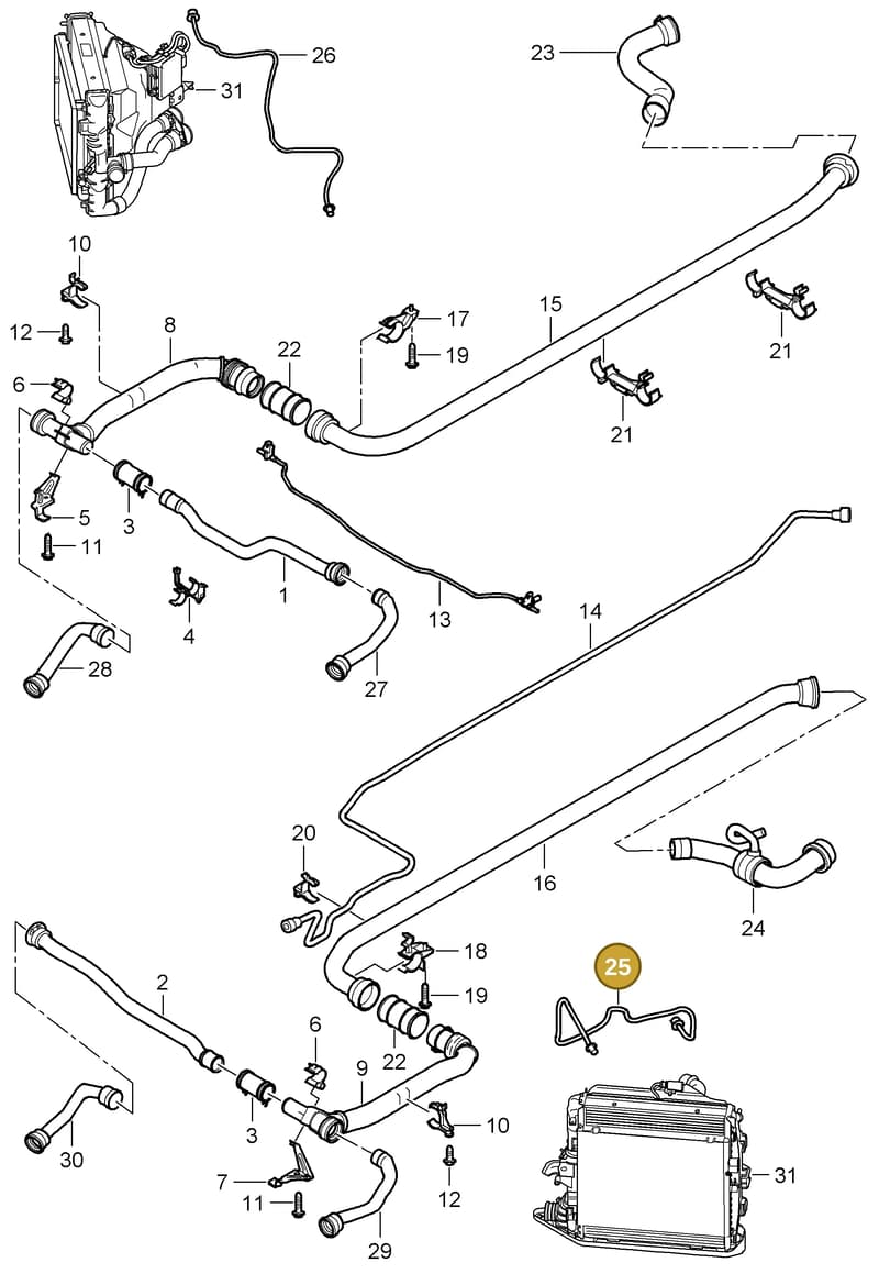 99991913409 — Porsche Turbo (2006-2009) diagram p30105010, position 25