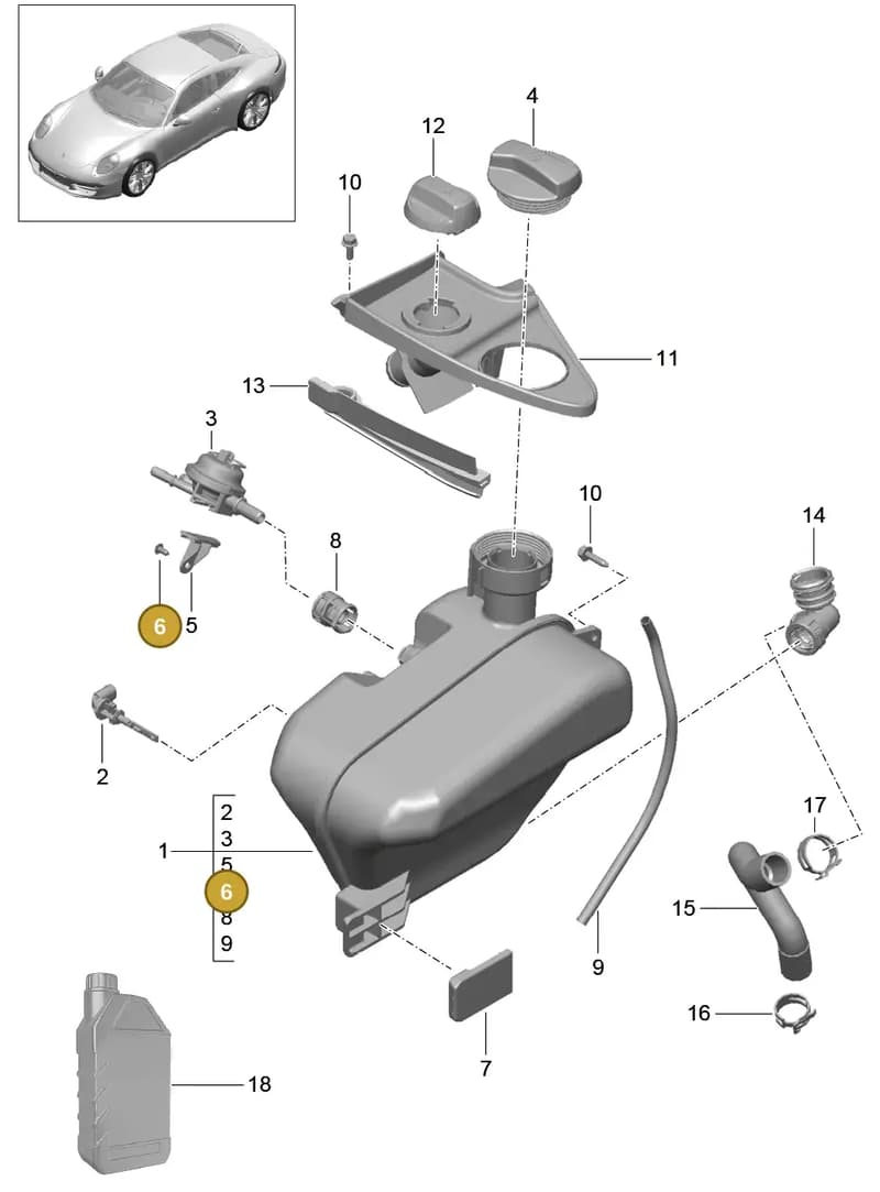 99991916401 — Porsche 991 Carrera 4 (2011-2016) diagram p38105020, position 6