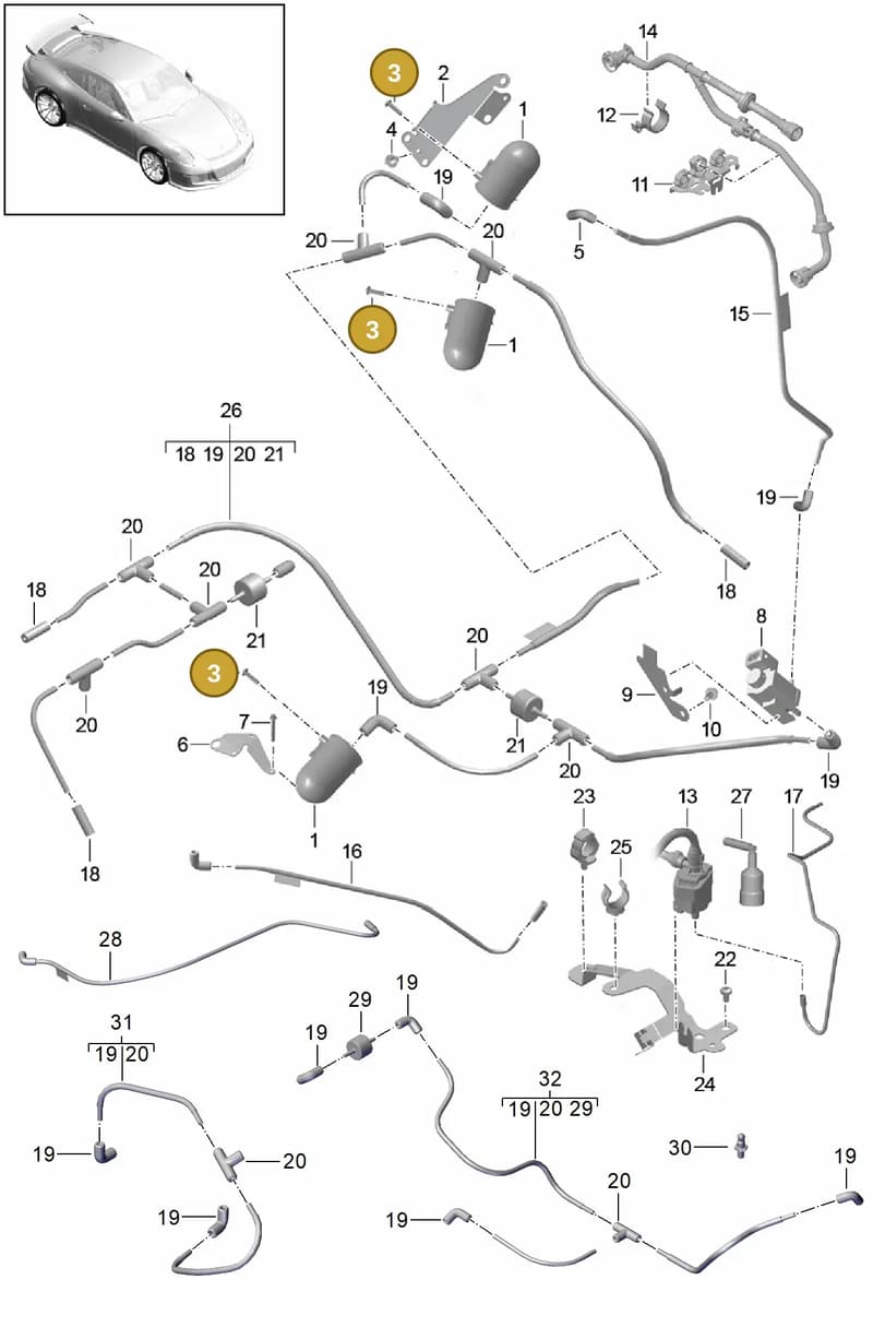 99991920909 — Porsche 911 (2013-2020) diagram p41107000, position 3