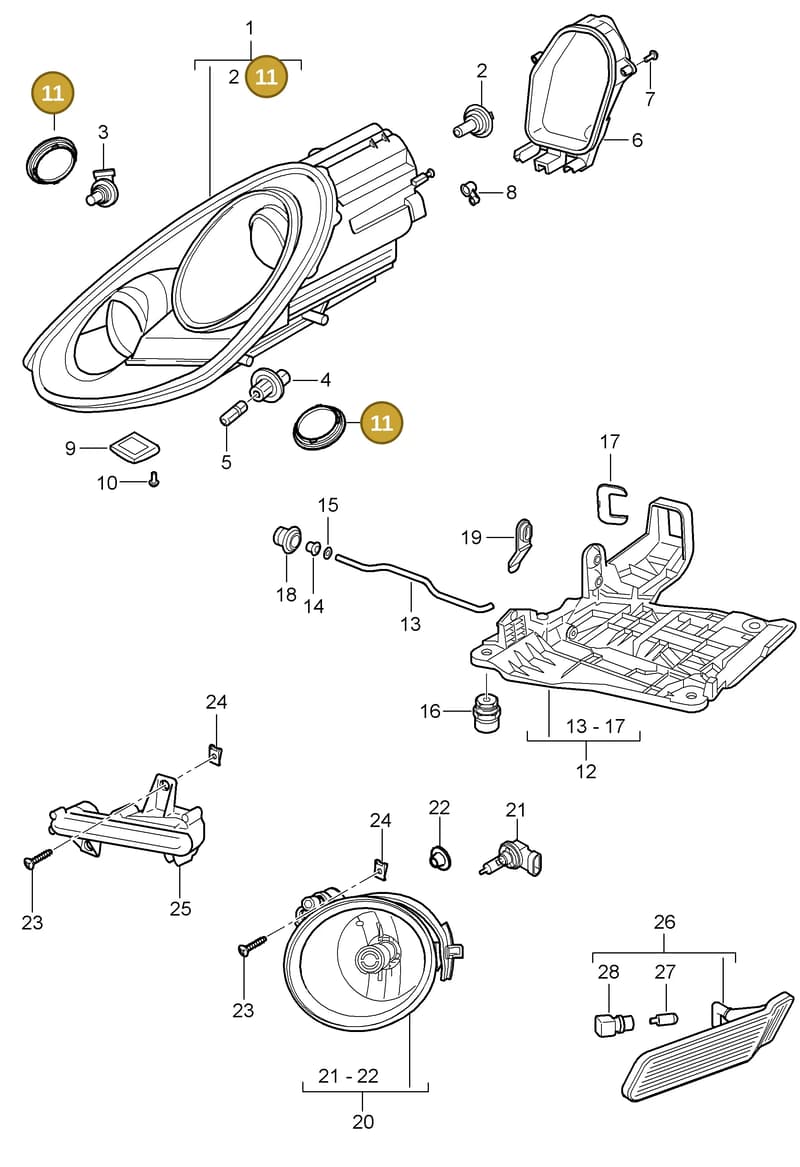 99991923602 — Porsche Cayman (2008-2012) diagram p34905000, position 11