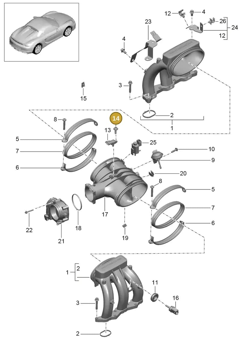 99991924101 — Porsche Boxster Spyder (2015-2016) diagram p46107010, position 14