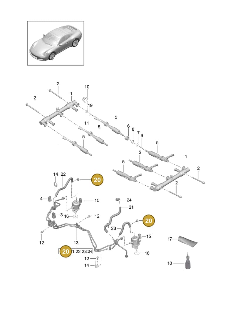 99991924101 — Porsche 911 (2016-2019) diagram p47107000, position 20