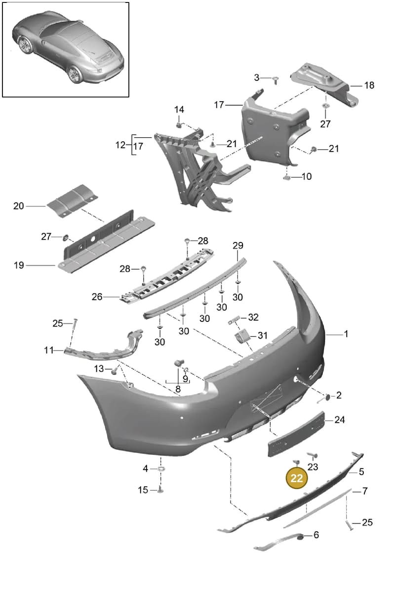99991924301 — Porsche 991 Carrera 4 (2011-2016) diagram p38802010, position 22