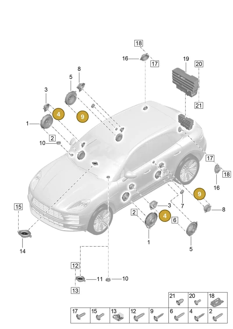 99991925001 — Porsche Macan (2018-2022) diagram p52911050, position 4+9
