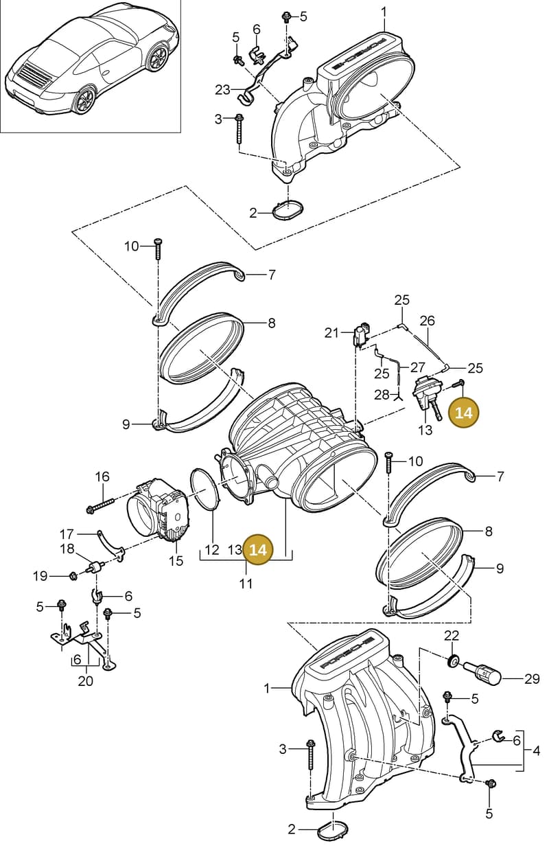 99991926501 — Porsche 911 Carrera (2008-2012) diagram p32107010, position 14